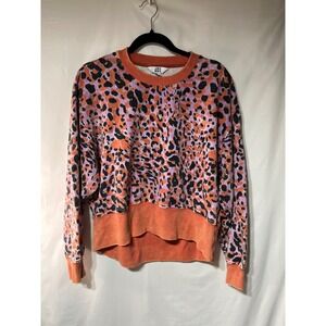 JOY LAB Women's Animal Print Crewneck Sweatshirt Orange Purple Black Size‎ M